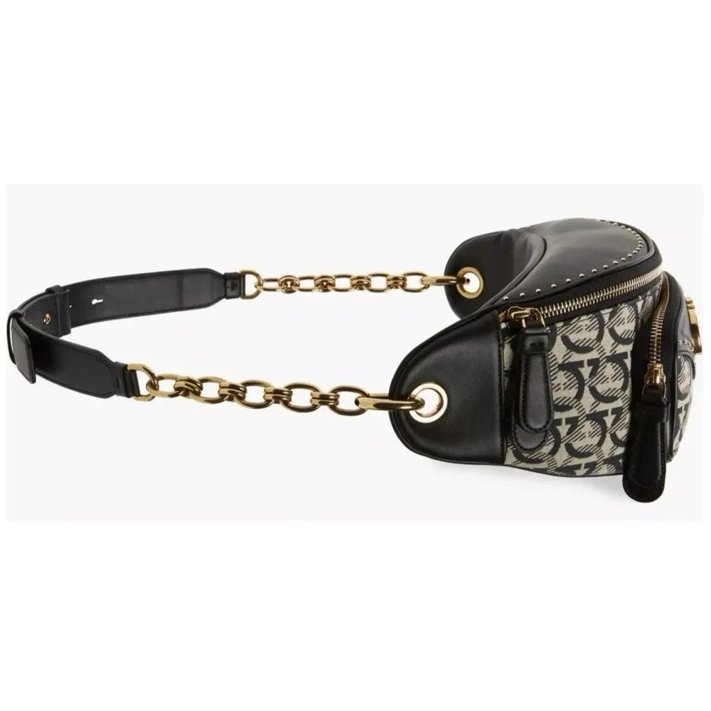 Salvatore Ferragamo Leather & Jacquard Belt Bag, Fanny, Luxury, Authentic $1500!